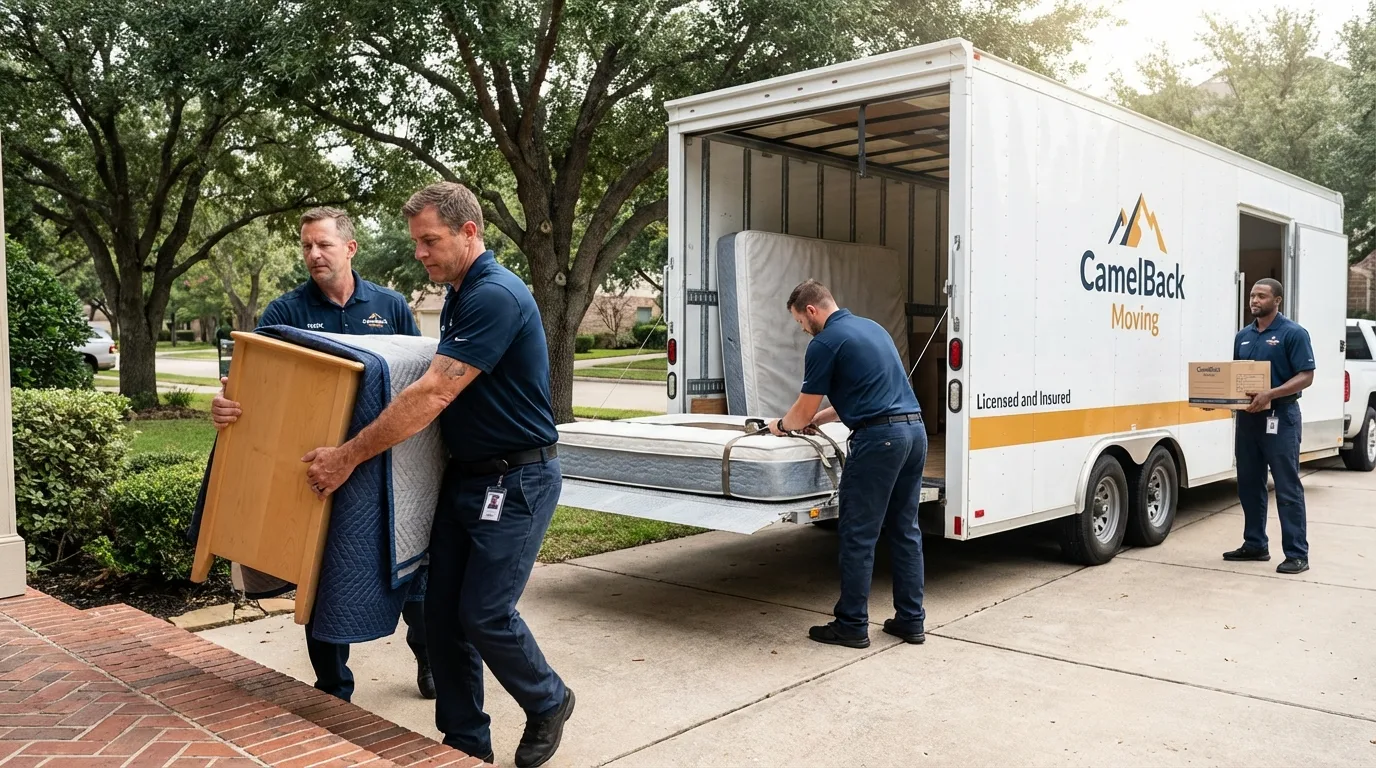 Crew loading residential truck for cross-state move from Chatsworth, IL